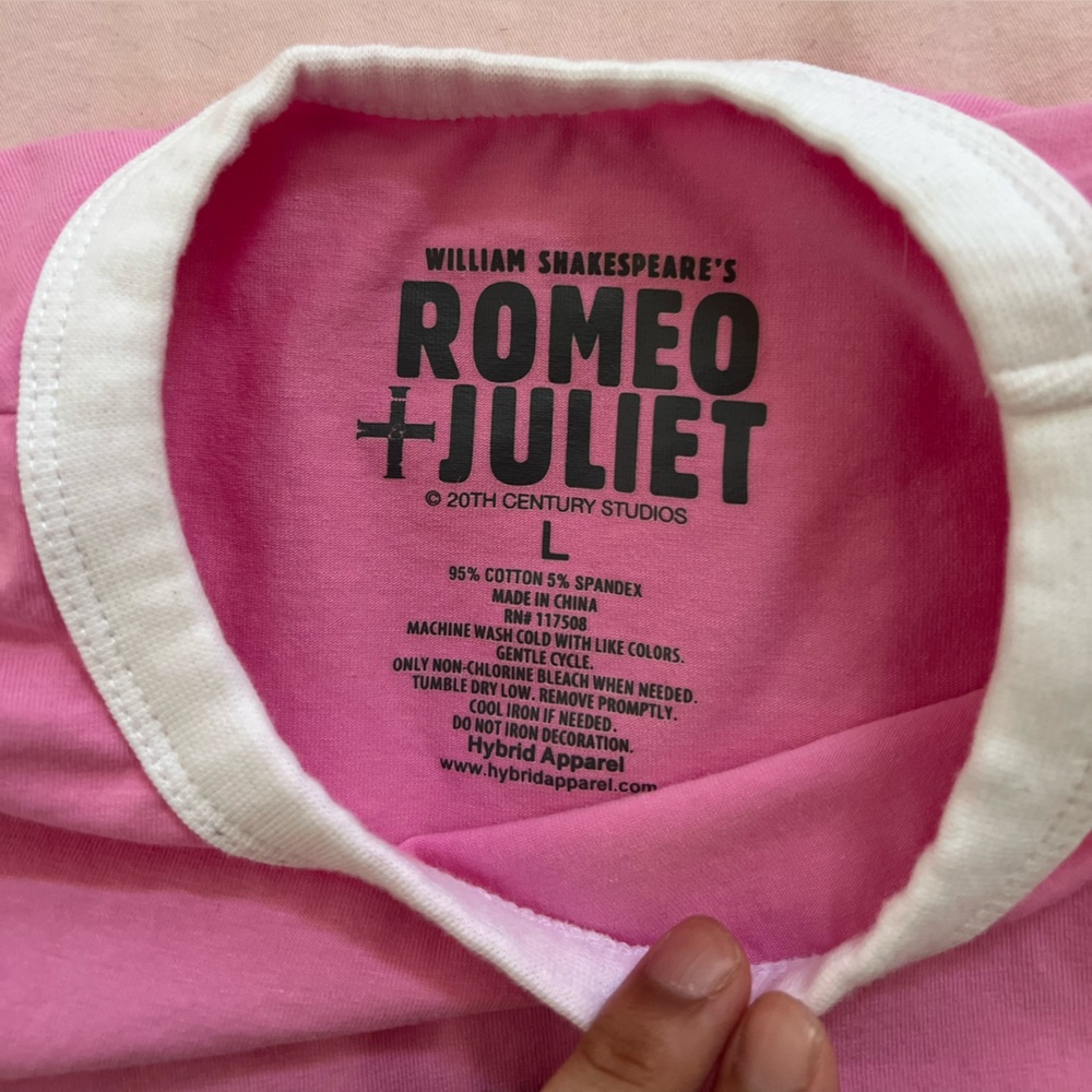 Pink and White Romeo & Juliet Baby Tee - Picture 2 of 4